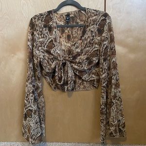 Snakeskin Tie in Front Shirt